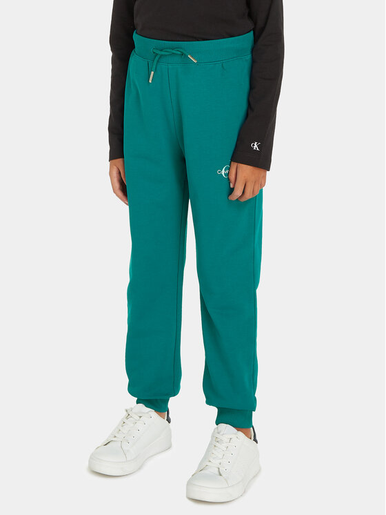 Calvin Klein Jeans Calvin Klein Jeans Pantaloni trening Monogram Logo IU0IU00285 Verde Regular Fit