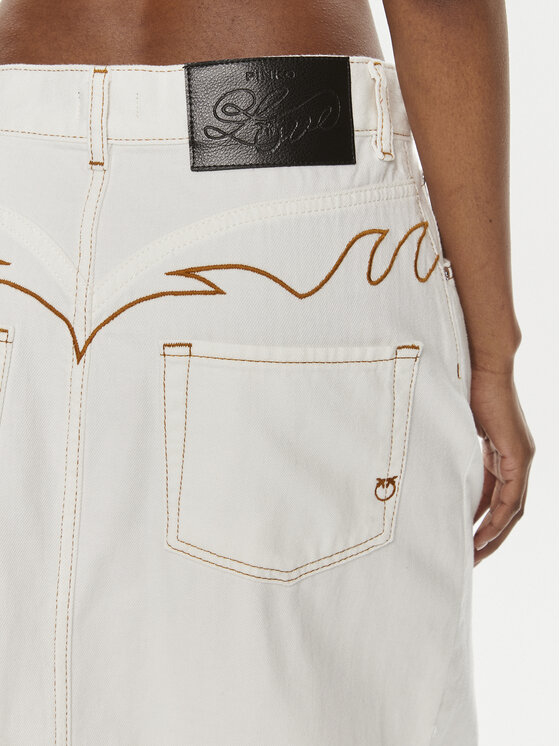 PINKO Pinko Spódnica jeansowa Riders 103628 A1VD Biały Regular Fit