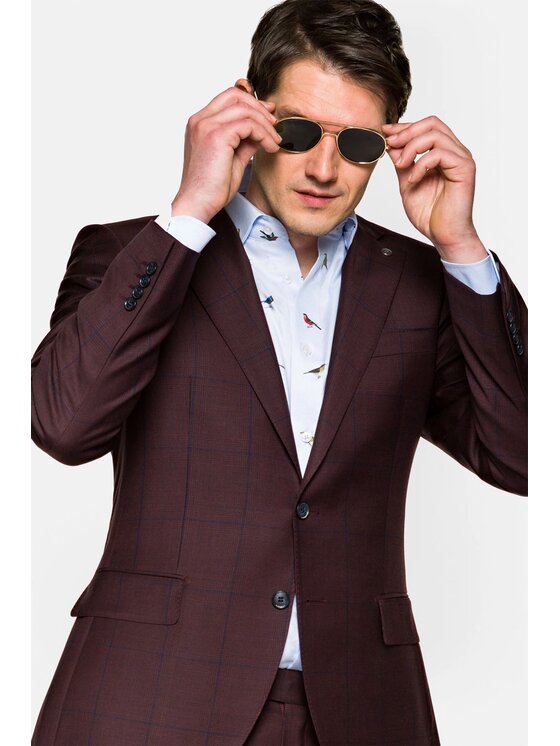 Lancerto Lancerto Garnitur Dubai Bordowy Regular Fit