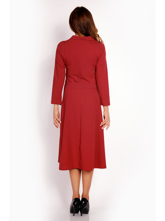 Awama Awama Sukienka koktajlowa L016 Bordowy Basic Fit
