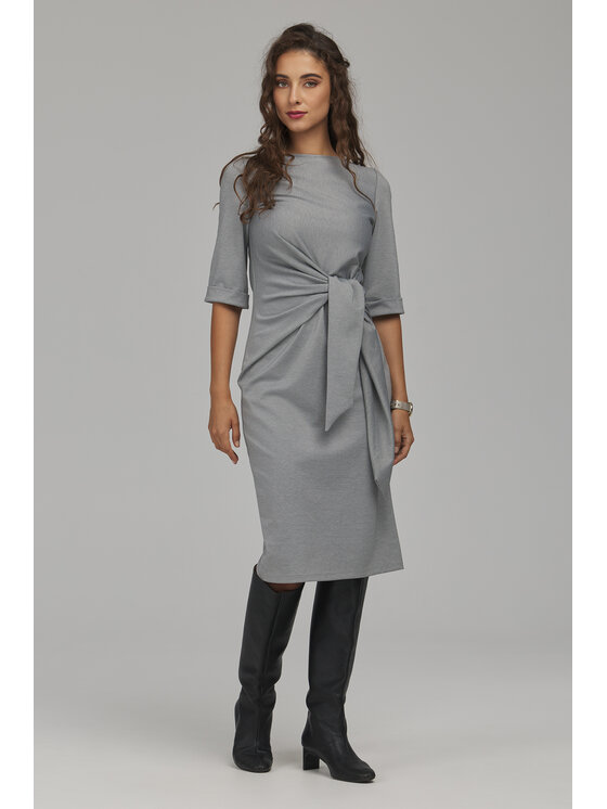 NIFE NIFE Sukienka dzianinowa S300 Szary Regular Fit