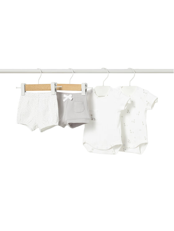 Mayoral Set 2 perechi de body și pantaloni scurți 1630 Alb Regular Fit