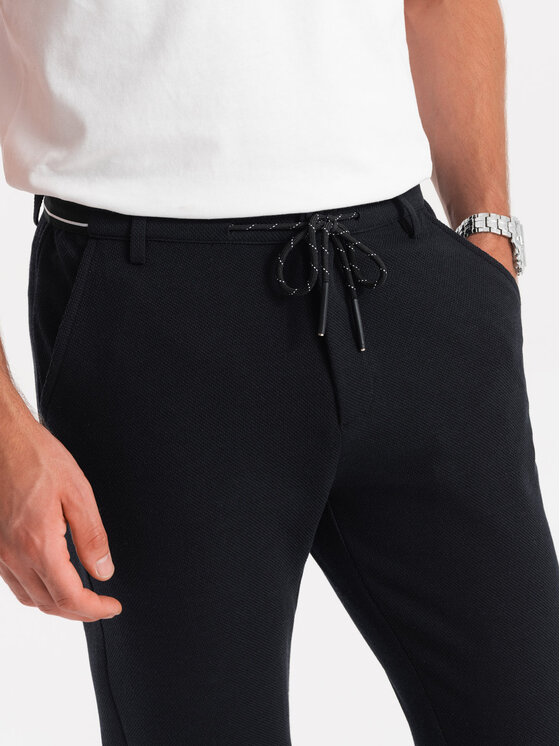 Ombre Ombre Kalhoty z materiálu OM-PACP-0116 Černá Regular Fit