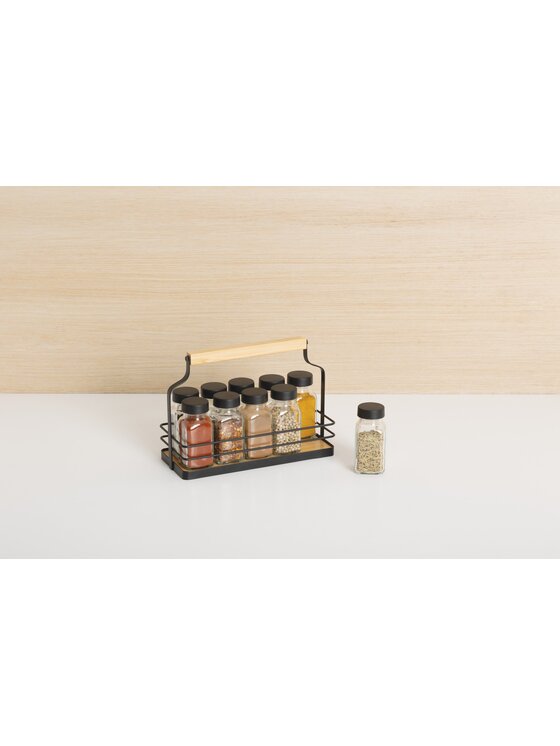MIAhome MIAhome Organizer  koszyk na przyprawy na 10 słoiczków 21,5x16x9 cm Czarny