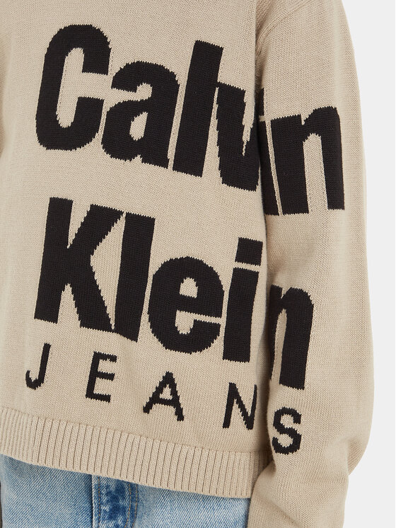 Calvin Klein Jeans Calvin Klein Jeans Sweter Blown Up Logo IB0IB01874 Beżowy Regular Fit