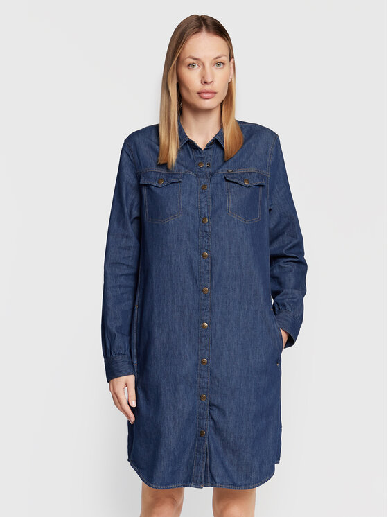 Lee Lee Sukienka koszulowa L50DCLDK 112321265 112321265 Granatowy Regular Fit