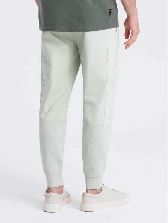 Ombre Ombre Spodnie dresowe OM-PASK-0142 Zielony Regular Fit