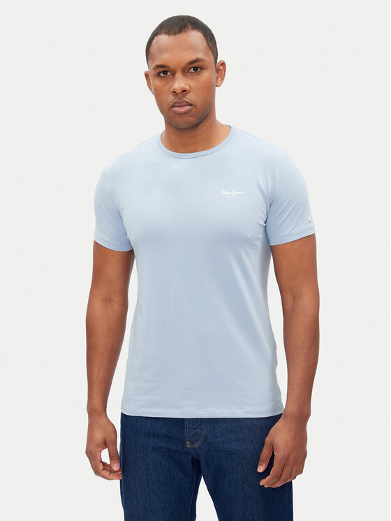Pepe Jeans Tričko Original Basic PM508212 Modrá Slim Fit