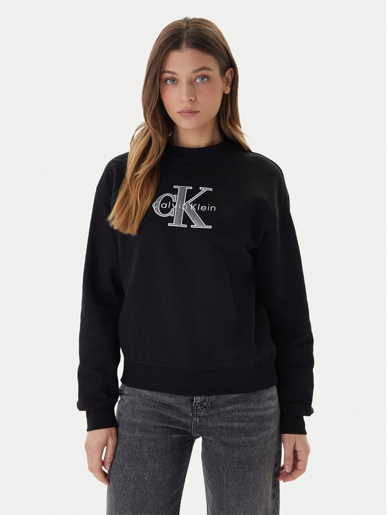 Calvin Klein Jeans Bluză Foil Monologo LV047E825G Negru Regular Fit