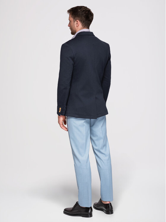 Ombre Ombre Marynarka OM-BLZB-0166 Granatowy Slim Fit