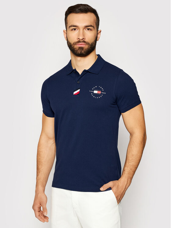 Tommy Hilfiger Tommy Hilfiger Polo marškinėliai Placket MW0MW17788 Tamsiai mėlyna Slim Fit