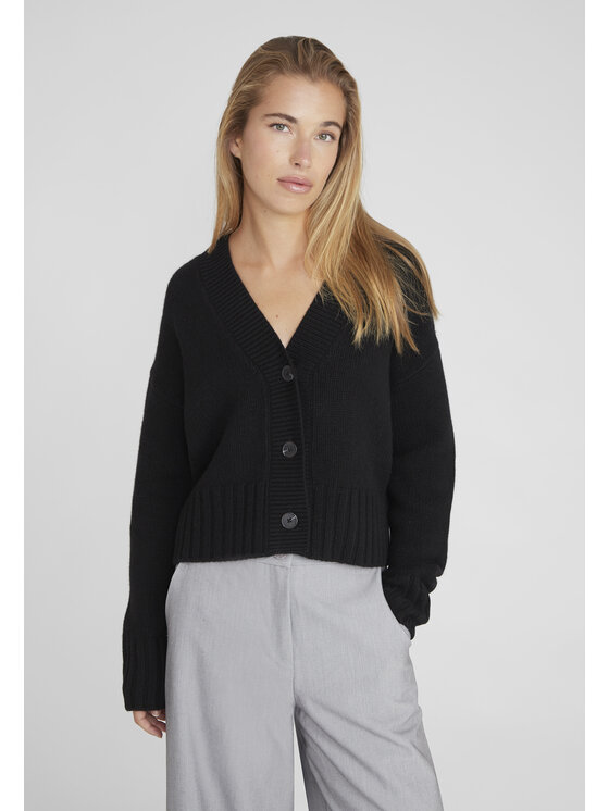 Style Republic Style Republic Kardigan Mieszanka wełny i kaszmiru Czarny Short Fit