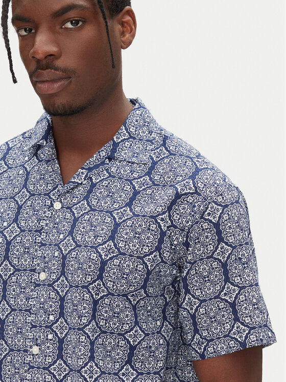 Jack & Jones Jack & Jones Set cămașă și șorturi din material textil Seersucker 12284648 Albastru Relaxed Fit