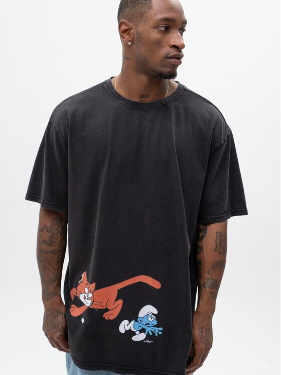 Smerfy Smerfy T-Shirt 117234 Szary ciemny Oversize
