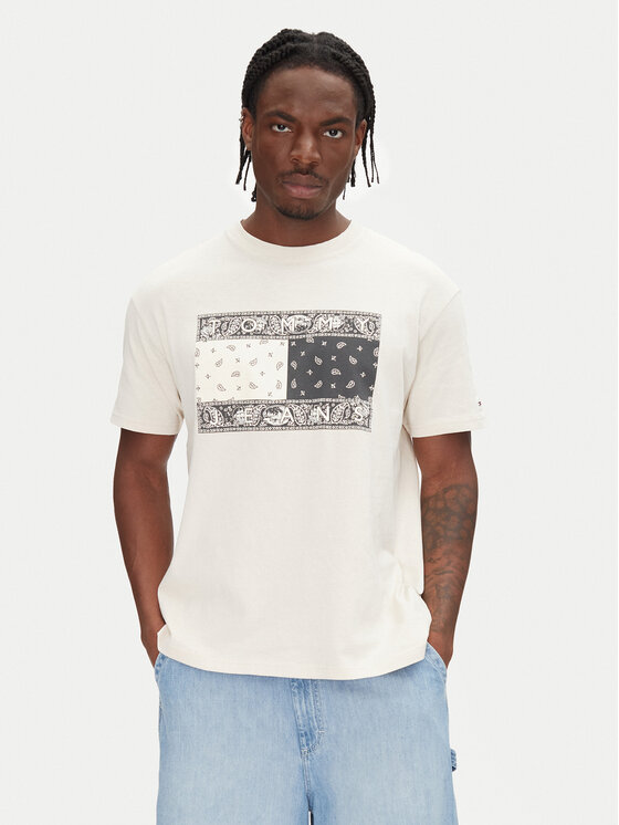 Tommy Jeans Tommy Jeans Tricou Paisley Flag DM0DM20810 Bej Relaxed Fit