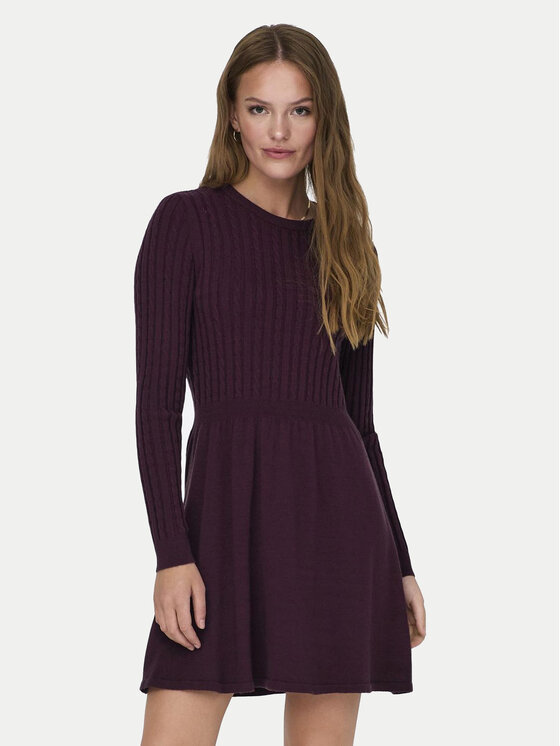 ONLY Úpletové šaty 15306551 Bordová Regular Fit