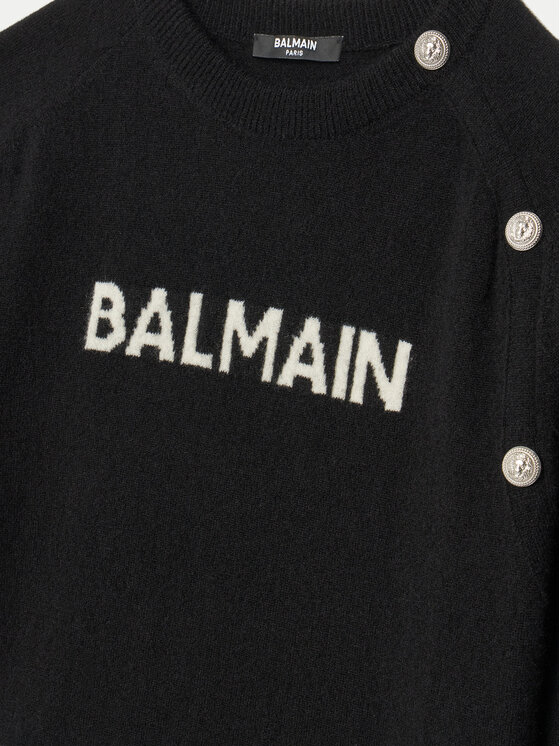 Balmain Balmain Sweter BV9B00-Z2409 Czarny Regular Fit