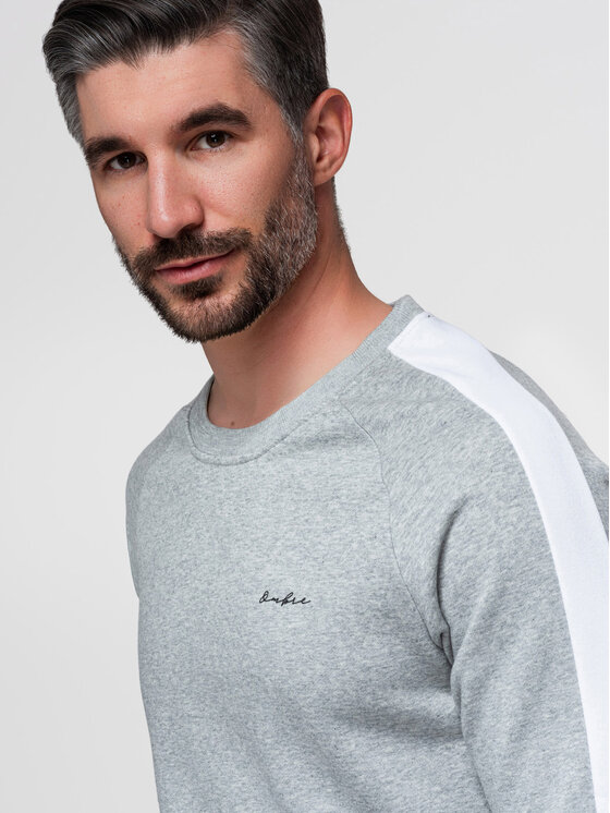 Ombre Ombre Mikina OM-SSNZ-22FW-003 Světle šedá Regular Fit