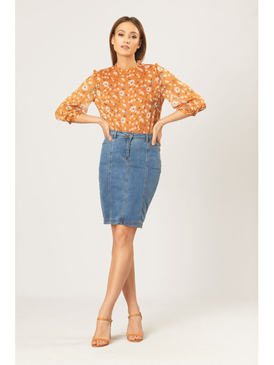 QUIOSQUE QUIOSQUE Halenka CAMEL SHIRT Oranžová Regular Fit