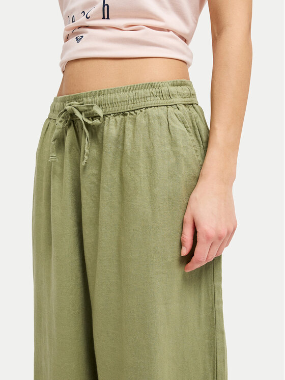 Roxy Roxy Riidest püksid Lekeitio Break ERJNP03545 Roheline Wide Leg