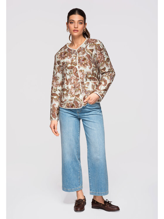 Ombre Ombre Bunda pro přechodné období OW-JALP-0127 Béžová Loose Fit