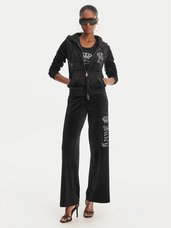 Juicy Couture Juicy Couture Melegítő alsó Gothic Crown JCBBJ126806 Fekete Straight Leg