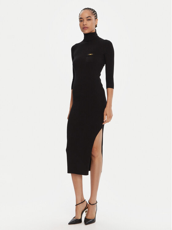 Elisabetta Franchi Sukienka dzianinowa AM-23B-56E2-V390 Czarny Slim Fit