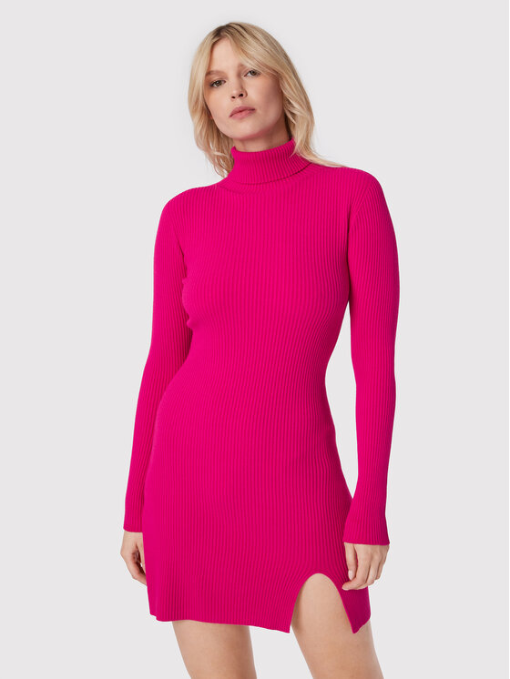 Kontatto Kontatto Trikotažinė suknelė 3M7616 Rožinė Slim Fit