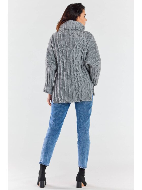 Awama Awama Sweter A477 Szary Basic Fit