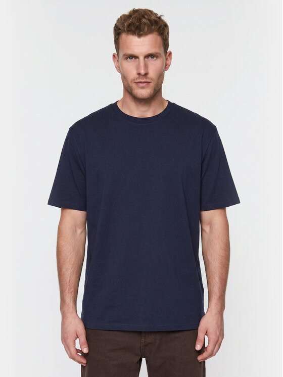 BASICLO BASICLO T-Shirt W-2031-2005 Granatowy Oversize