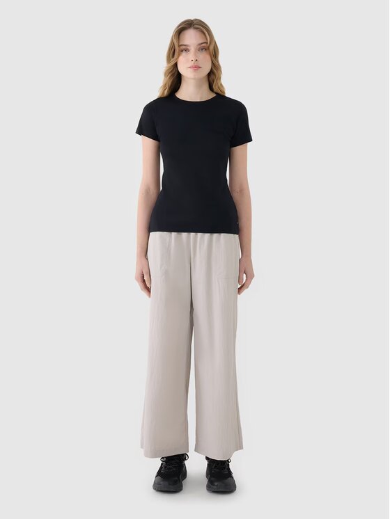 4F 4F Tričko 4FWSS25TTSHF1995-20S Čierna Slim Fit
