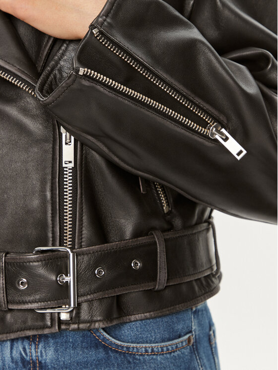 Weekend Max Mara Weekend Max Mara Giacca di pelle Saletta 2425446041 Nero Standard Fit