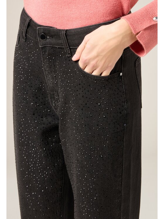 Oltre Oltre Jeansy P454R108937N033 Czarny Baggy Fit