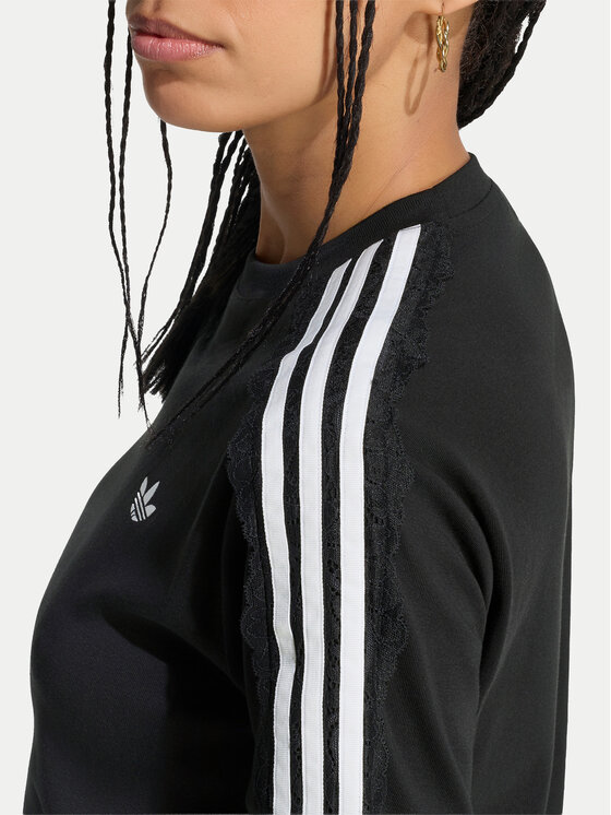 adidas adidas T-Shirt Lace 3 Stripes LG4263 Czarny Regular Fit