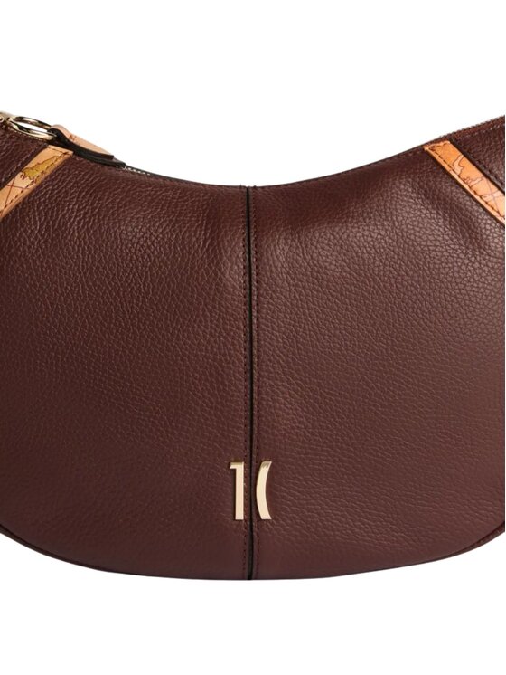 Alviero Martini Alviero Martini Borsa Castle Leather tracolla a mezzaluna Nera Marrone