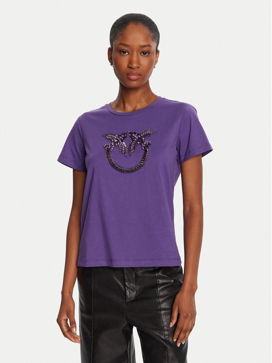 PINKO PINKO T-Shirt Quentin 100535 A2RN Fialová Regular Fit