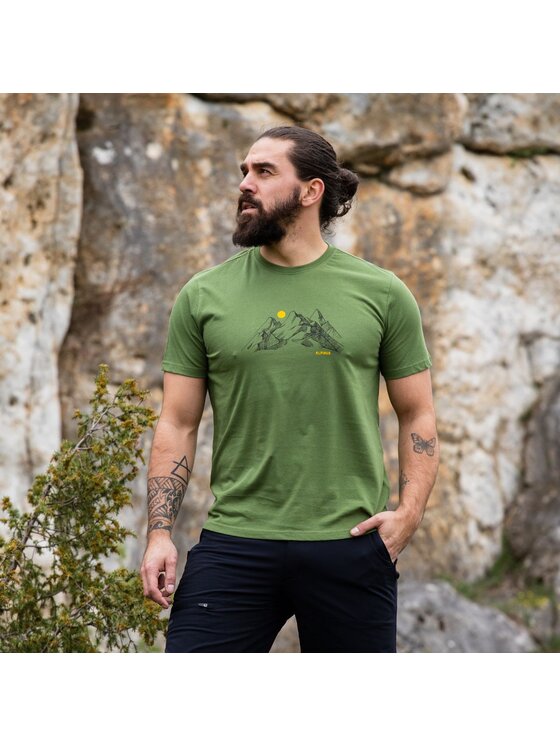 Alpinus Alpinus T-Shirt Patkhor Zielony Regular Fit
