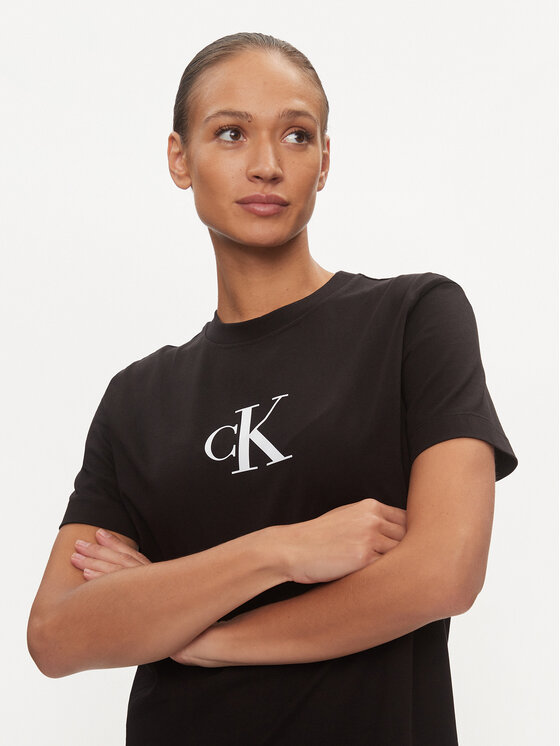 Calvin Klein Jeans Calvin Klein Jeans Každodenní šaty Satin J20J223434 Černá Regular Fit
