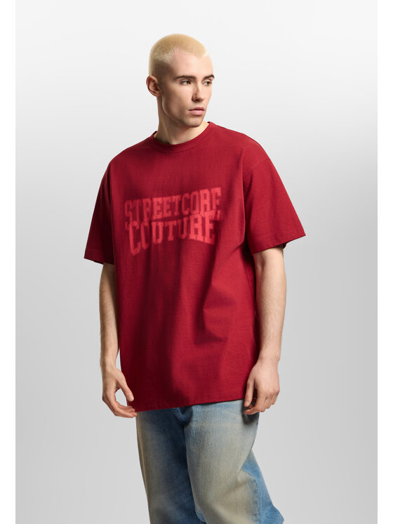 PROSTO. PROSTO. T-Shirt Street Couture Czerwony Oversize