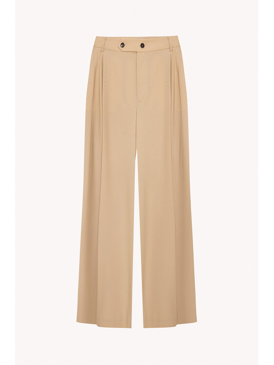 Epuzer Epuzer Spodnie materiałowe Dune wool-wide leg Beżowy Standard Fit