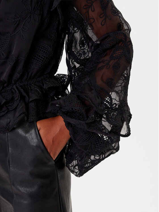 BARDOT BARDOT Μπλουζάκι Frill Embroidered 59896TB2 Μαύρο Regular Fit