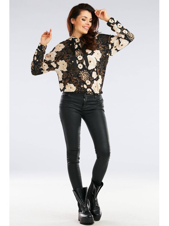 Awama Awama Bluzka A369 Brązowy Basic Fit