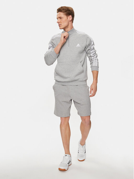 adidas adidas Džemperis ar kapuci Essentials Fleece 3-Stripes IJ8905 Pelēks Regular Fit