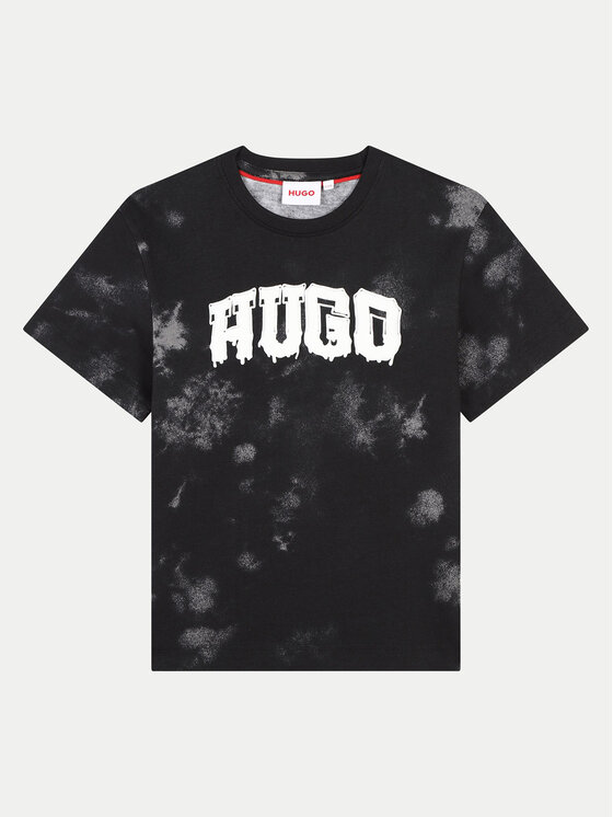Chłopięcy T-Shirt HUGO, Rozmiar 16Y, Czarny, G00150 D