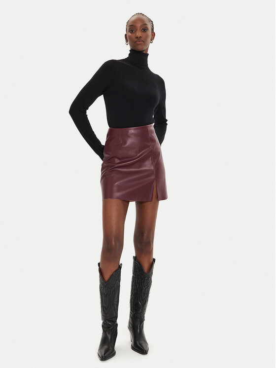 Noisy May Jupe en simili cuir Clara 27021277 Bordeaux Regular Fit Modivo