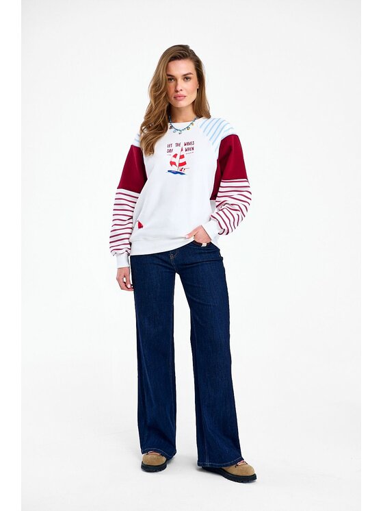 NAOKO NAOKO Bluza Let The Waves Czerwony Regular Fit