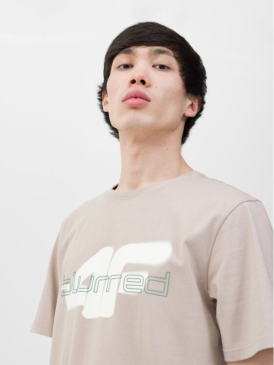 4F 4F T-shirt 4FWSS24TTSHM1317-83S Beige Regular Fit