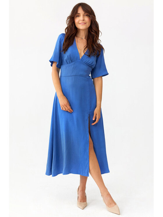 Lunedi Lunedi Sukienka codzienna Romatica Maxi z Tancelu i Wiskozy Indigo Niebieski Regular Fit
