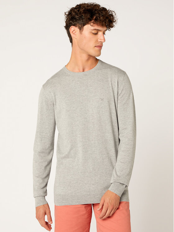 Wrangler Wrangler Sweter Crew Knit W8A0PDX37 112132357 Szary Regular Fit