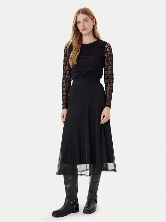 DKNY DKNY Majica P53HFWMF Crna Regular Fit